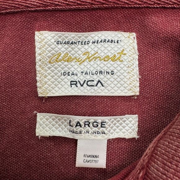 RVCA Alex Knost Polo Shirt Mens Large Faded Burgundy Short Sleeve Cotton Casual - Picture 4 of 11